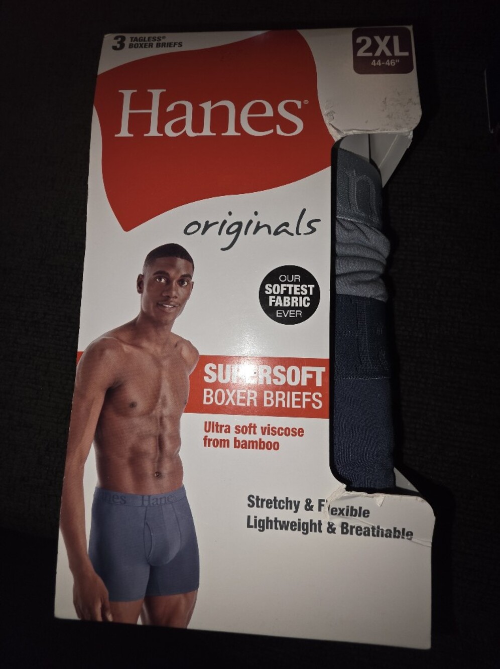 Hanes Navy & Gray Boxer Briefs - Originals SuperSoft 2XL